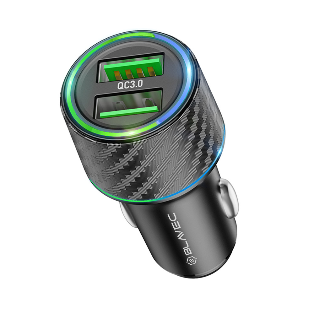 Blavec Car charger BS-21A Carbon - 2xUSB - QC 3.0 36W 3A (CCBS21AC-2UB36) black