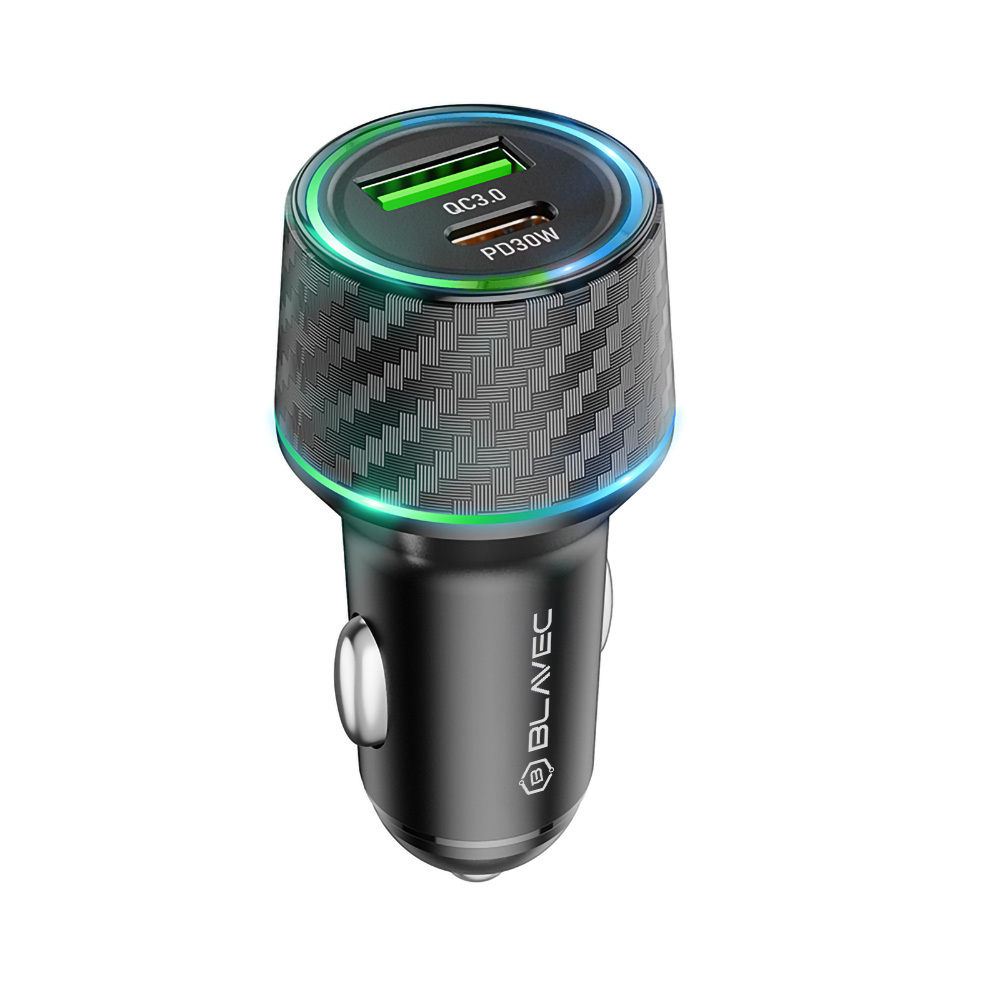 Blavec Car charger BS-21 Carbon - Type C + USB - PD 48W 3A (CCBS21C-CUB48) black