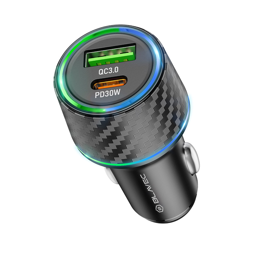 Blavec Car charger BS-21 Carbon - Type C + USB - PD 48W 3A (CCBS21C-CUB48) black