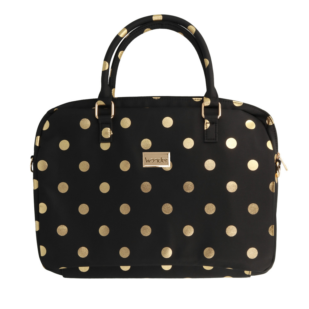 Wonder Briefcase Laptop 15-16 inches gold polka-dot