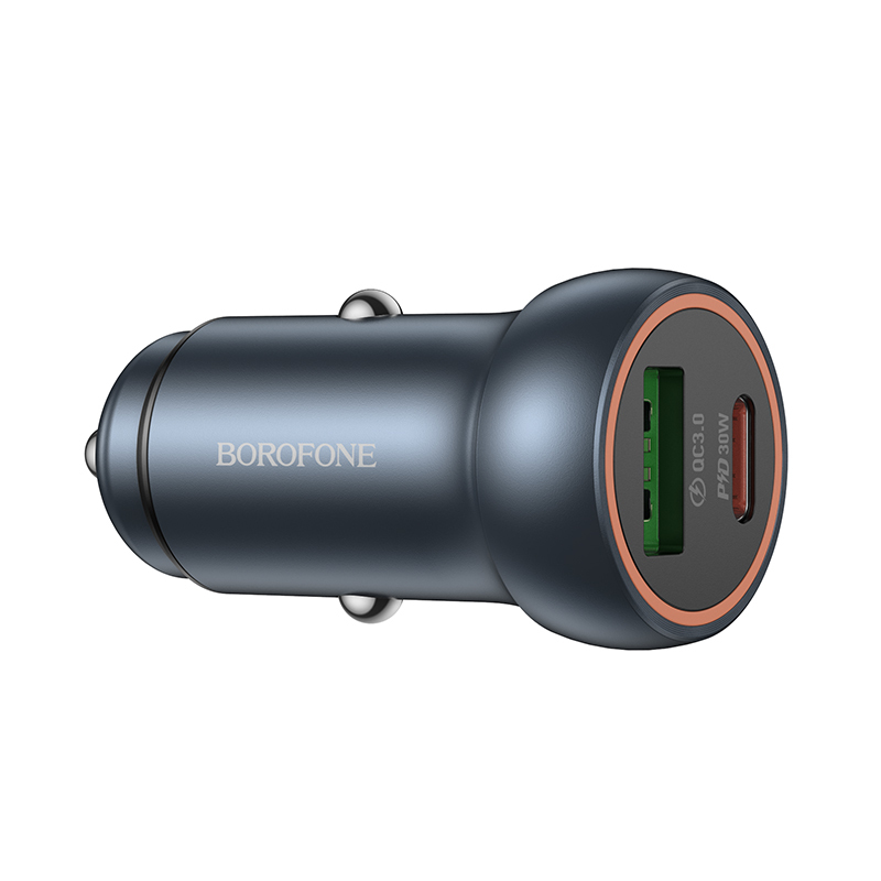 Borofone Car charger BZ32A Fresh - USB + Type C - QC 3.0 PD 30W grey