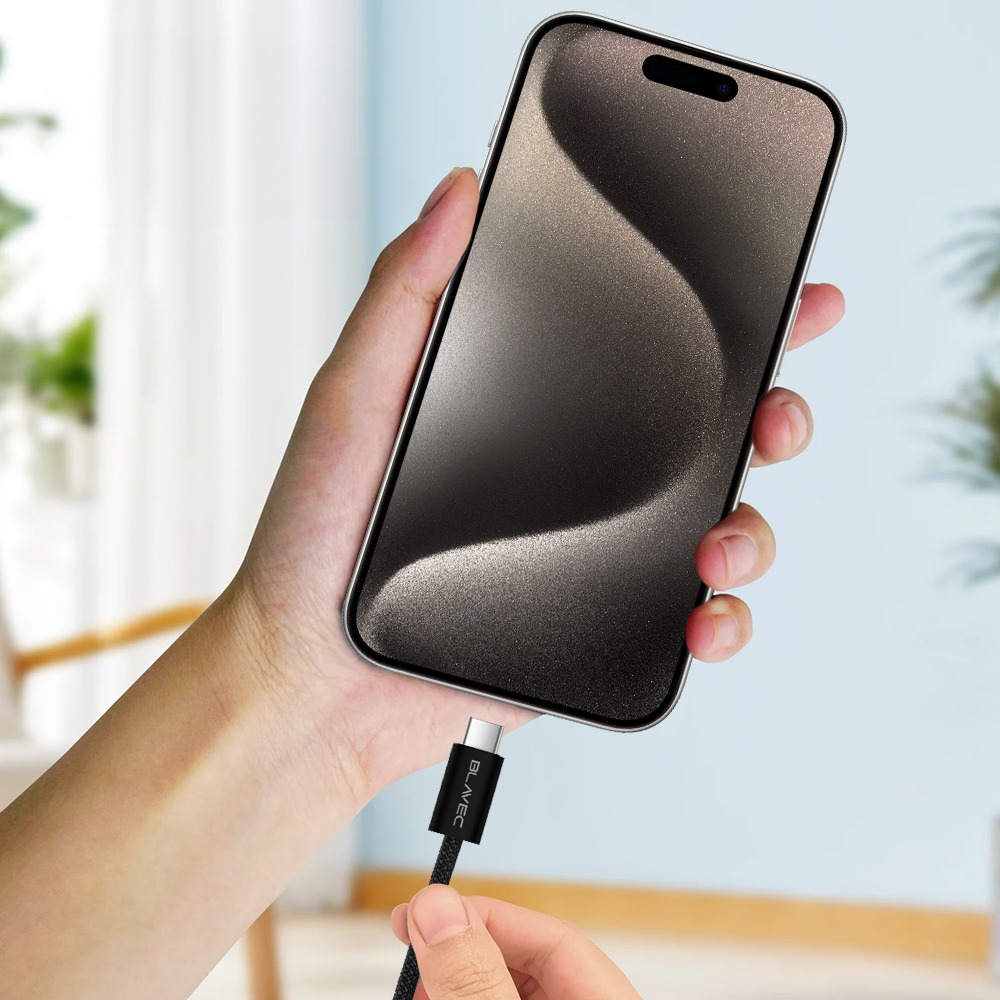Blavec Cable Candy braided - Type C to Type C - PD 60W 3A 1 metre Apple CarPlay/Android Auto (CCA-CC3B10) black