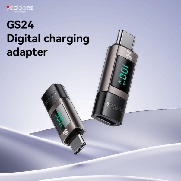 Yesido Adapter OTG GS24 - Typ C (male) to Type C (female) - with LCD display black