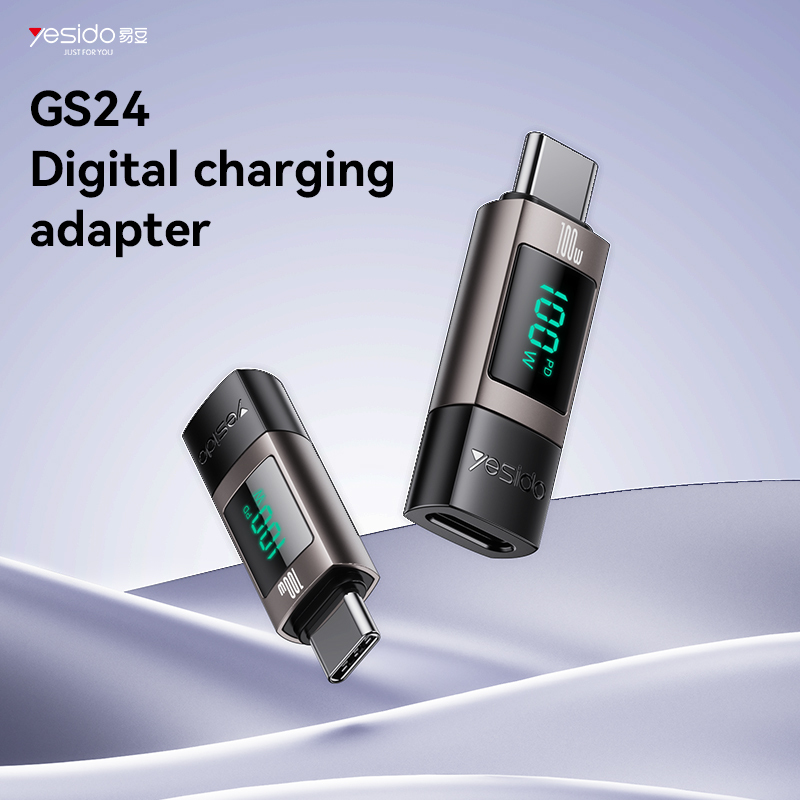Yesido Adapter OTG GS24 - Typ C (male) to Type C (female) - with LCD display black