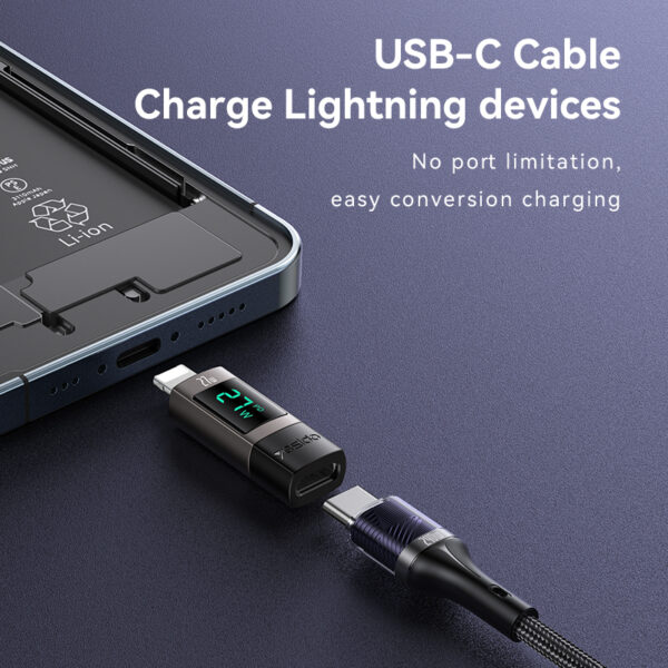Yesido Adapter OTG GS25 - Lightning (male) to Type C (female) - with LCD display black