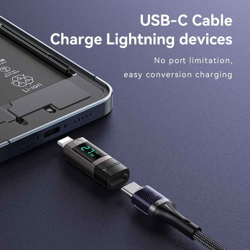 Yesido Adapter OTG GS25 - Lightning (male) to Type C (female) - with LCD display black