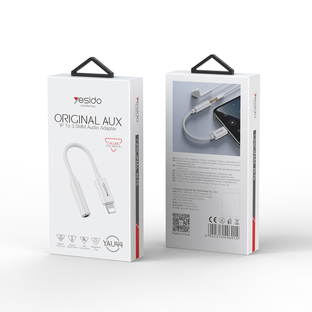 Yesido Adapter YAU44 Audio - Lightning to jack 3,5mm - white