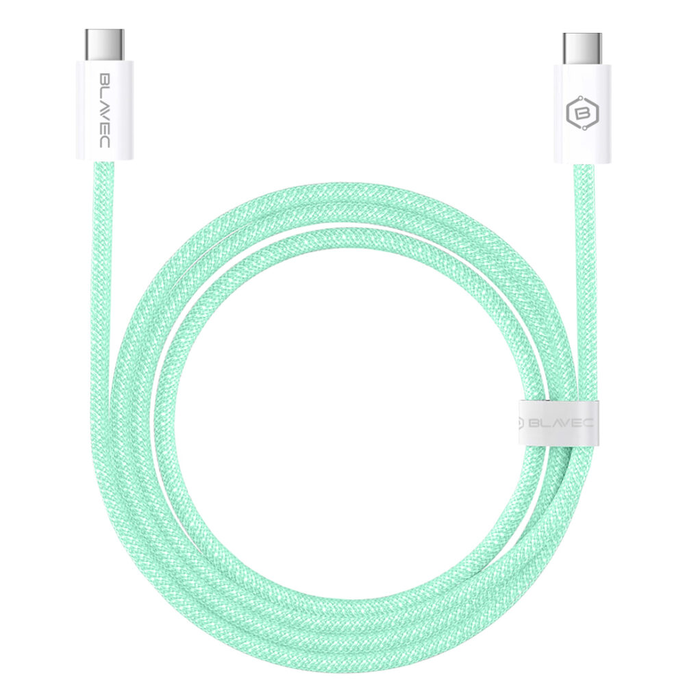 Blavec Cable Candy braided - Type C to Type C - PD 60W 3A 3 metres Apple CarPlay/Android Auto (CCA-CC3GN30) green