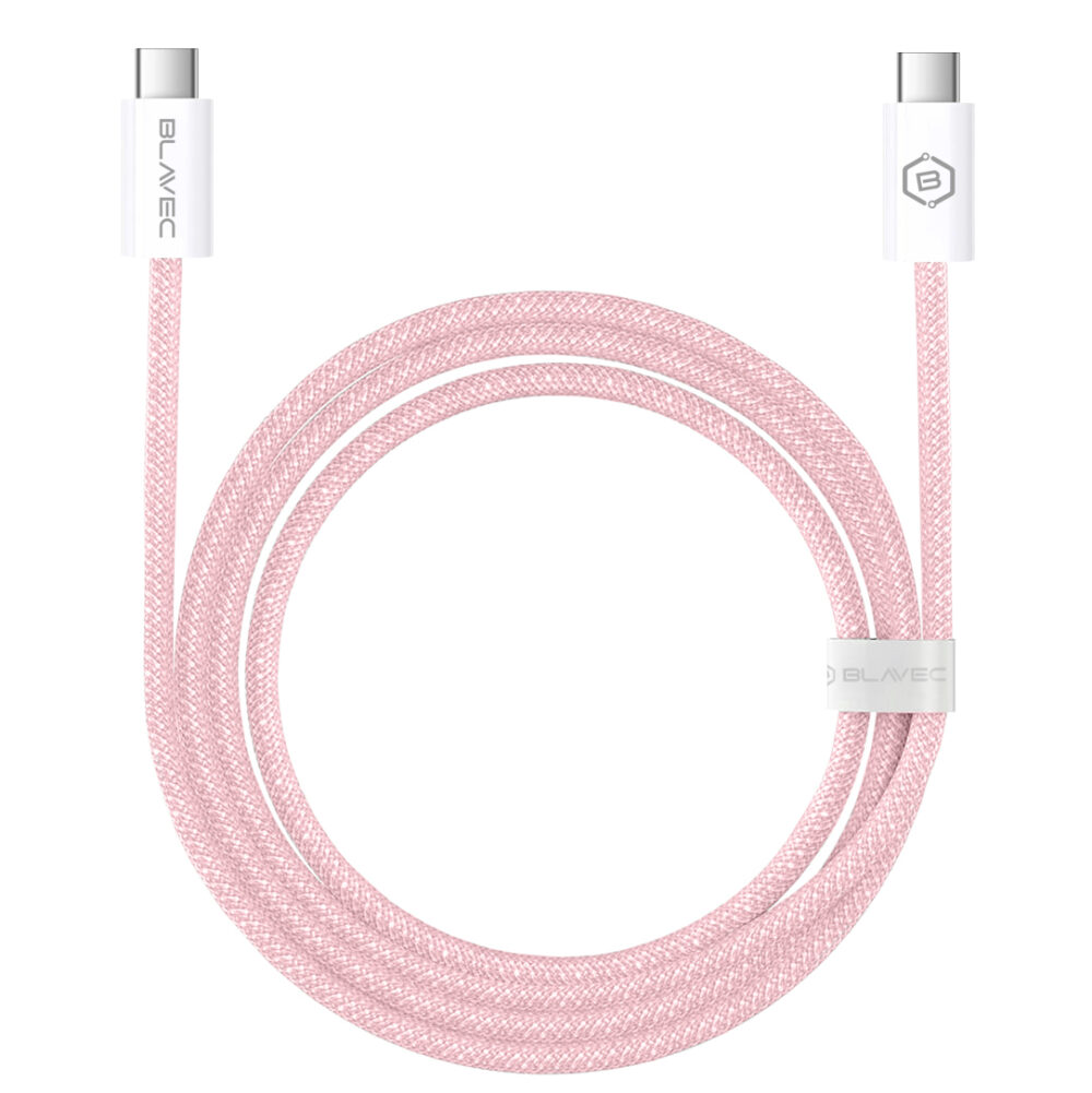 Blavec Cable Candy braided - Type C to Type C - PD 60W 3A 3 metres Apple CarPlay/Android Auto (CCA-CC3P30) pink