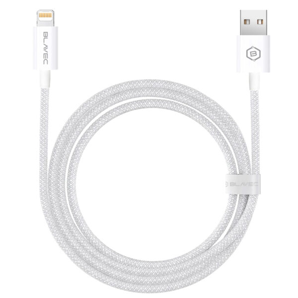 Blavec Cable Candy braided - USB to Lightning - 2,4A 3 metres Apple CarPlay (CCA-UL24W30) white
