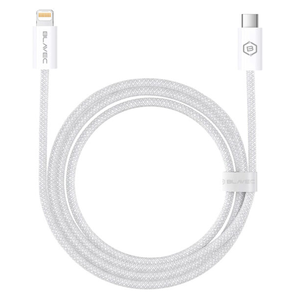 Blavec Cable Candy braided - Type C to Lightning - PD 20W 2,4A 3 metres Apple CarPlay (CCA-CL24W30) white