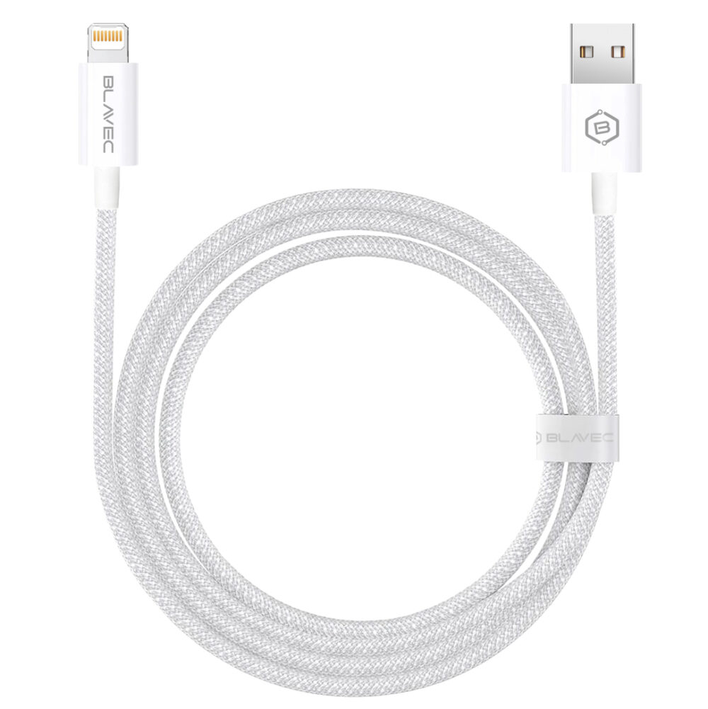 Blavec Cable Candy braided - USB to Lightning - 2,4A 2 metres Apple CarPlay (CCA-UL24W20) white