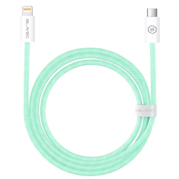 Blavec Cable Candy braided - Type C to Lightning - PD 20W 2,4A 2 metres Apple CarPlay (CCA-CL24GN20) green