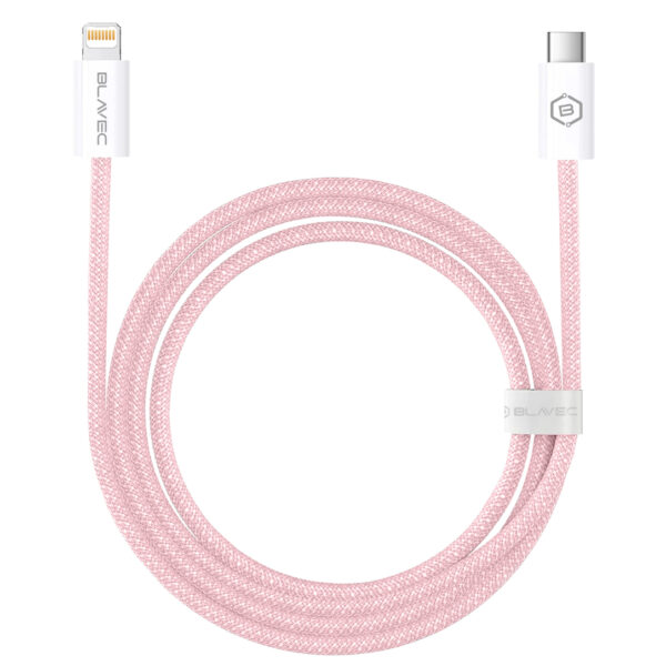 Blavec Cable Candy braided - Type C to Lightning - PD 20W 2,4A 2 metres Apple CarPlay (CCA-CL24P20) pink