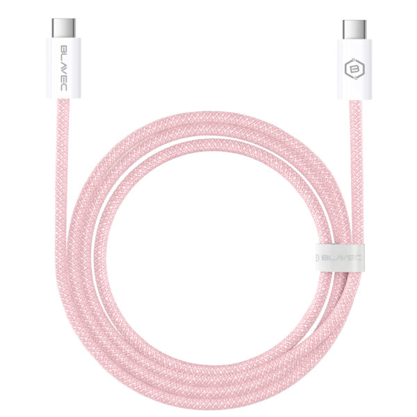 Blavec Cable Candy braided - Type C to Type C - PD 60W 3A 1 metre Apple CarPlay/Android Auto (CCA-CC3P10) pink