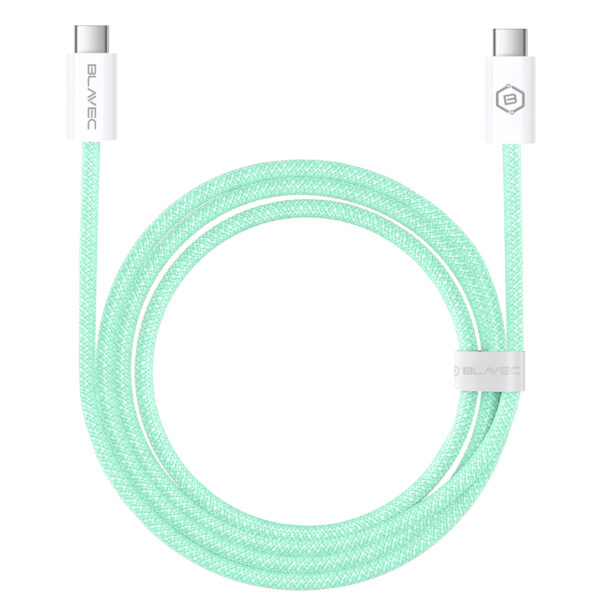 Blavec Cable Candy braided - Type C to Type C - PD 60W 3A 1 metre Apple CarPlay/Android Auto (CCA-CC3GN10) green