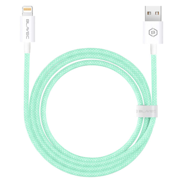 Blavec Cable Candy braided - USB to Lightning - 2,4A 1 metre Apple CarPlay (CCA-UL24GN10) green