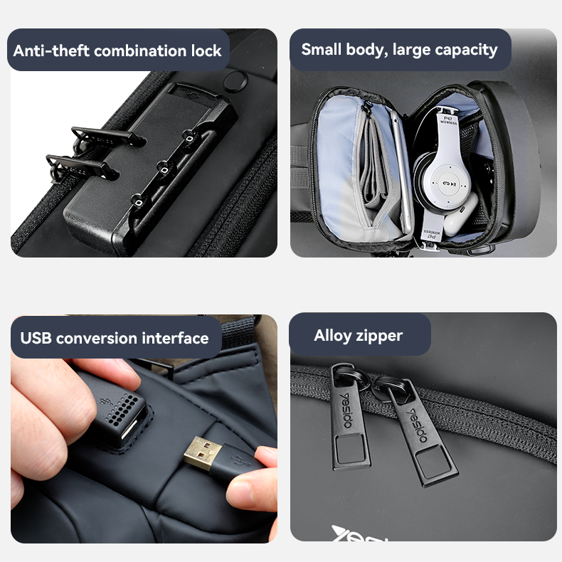 Yesido Anti-theft backpack WB46 with lock black