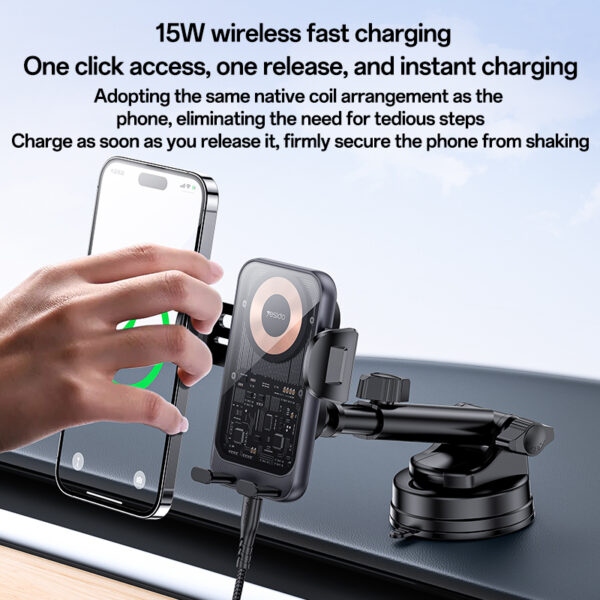 Yesido Car holder C307 induction 15W to windshield black
