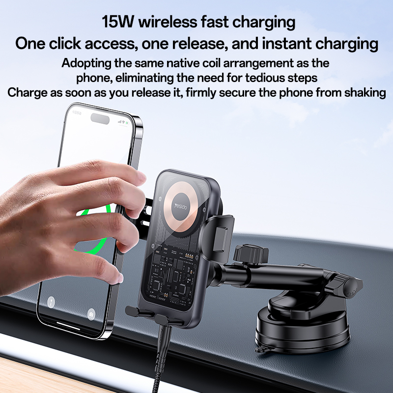 Yesido Car holder C307 induction 15W to windshield black