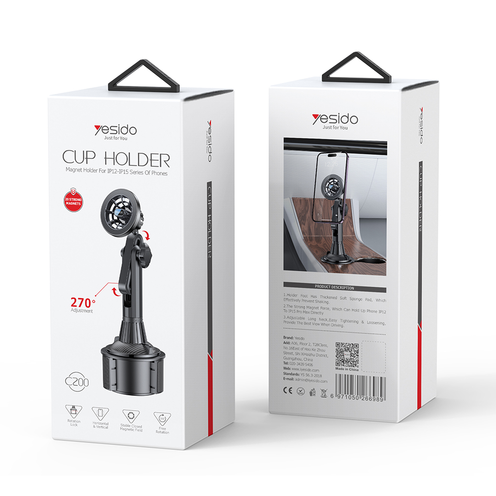 Yesido Magnetic car holder C200 to cup holder black
