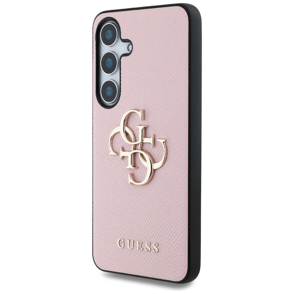 Original Case GUESS Grained Big 4G Logo Small Classic Logo do Samsung Galaxy S25 pink
