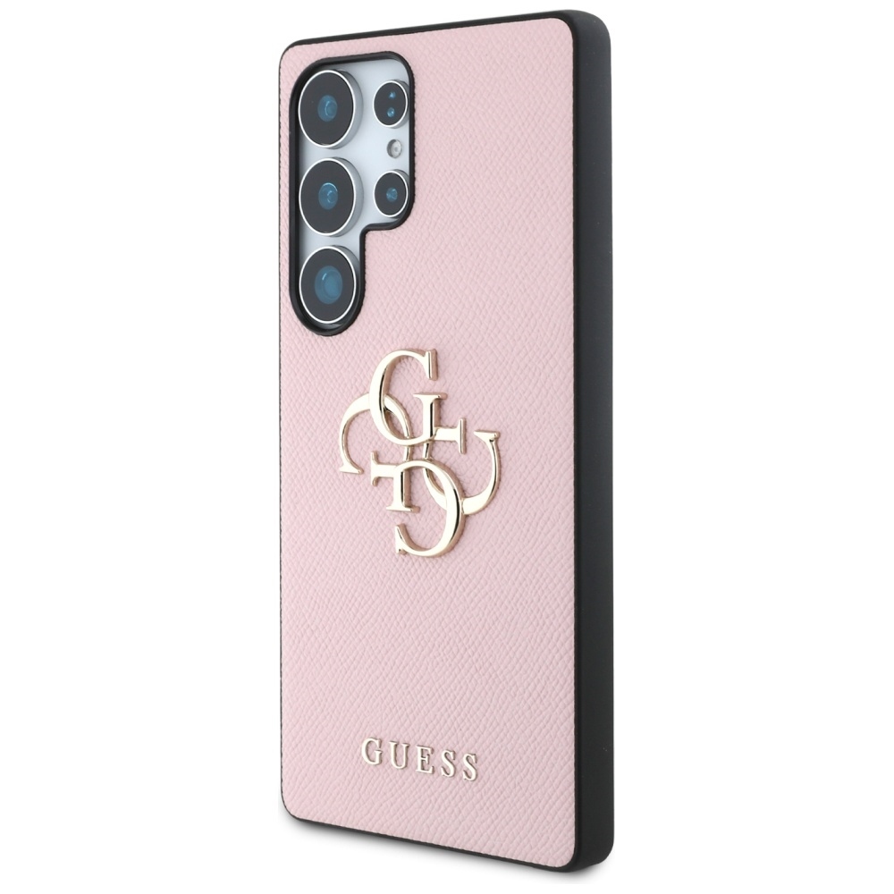 Original Case GUESS Grained Big 4G Logo Small Classic Logo do Samsung Galaxy S25 Ultra pink
