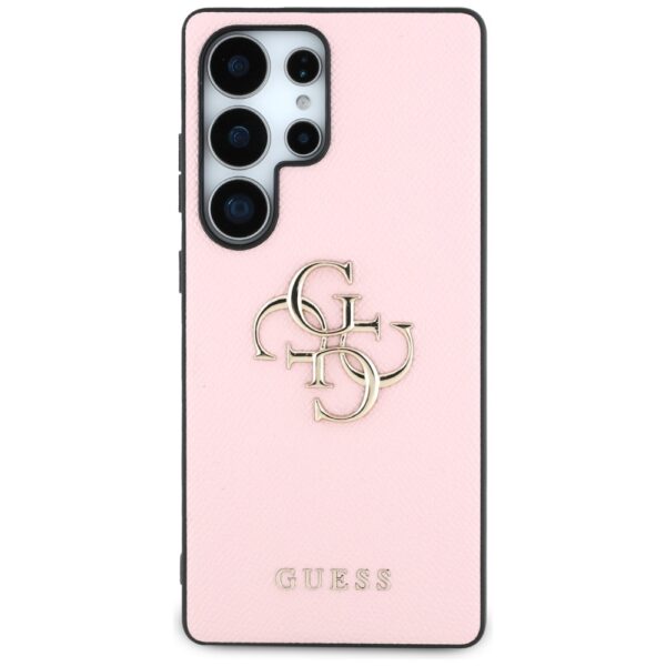 Original Case GUESS Grained Big 4G Logo Small Classic Logo do Samsung Galaxy S25 Ultra pink