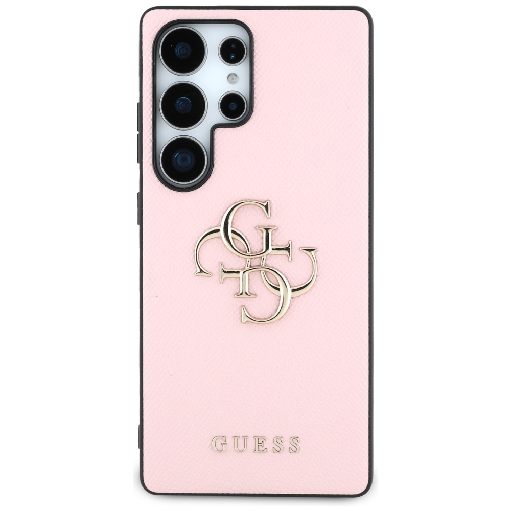 Original Case GUESS Grained Big 4G Logo Small Classic Logo do Samsung Galaxy S25 Ultra pink