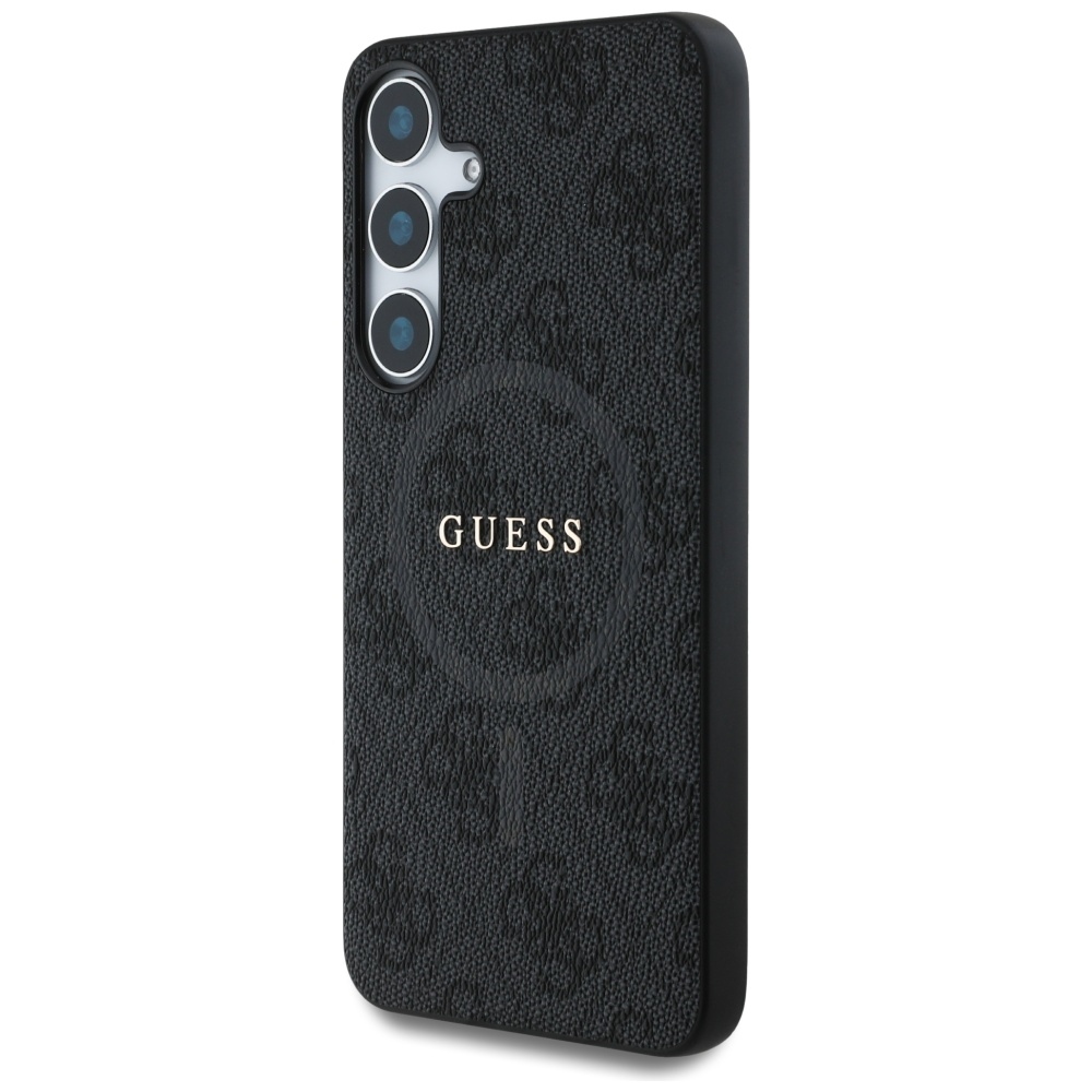 Original Case GUESS Leather 4G Colored Ring Classic Logo Magsafe for Samsung Galaxy S25 black