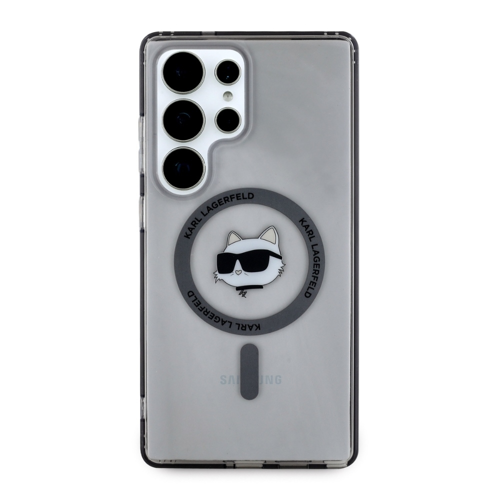 Original Pouch KARL LAGERFELD Button Choupette Head Printed Logo Magsafe for Samsung Galaxy S25 Ultra black
