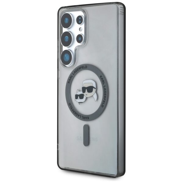 Original Pouch KARL LAGERFELD Button Karl&Choupette Heads Printed Logo Magsafe for Samsung Galaxy S25 Ultra black