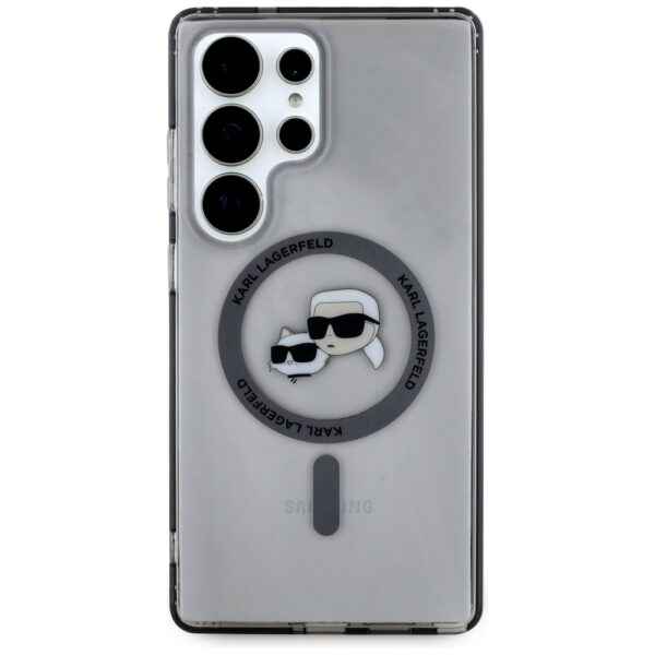 Original Pouch KARL LAGERFELD Button Karl&Choupette Heads Printed Logo Magsafe for Samsung Galaxy S25 Ultra black