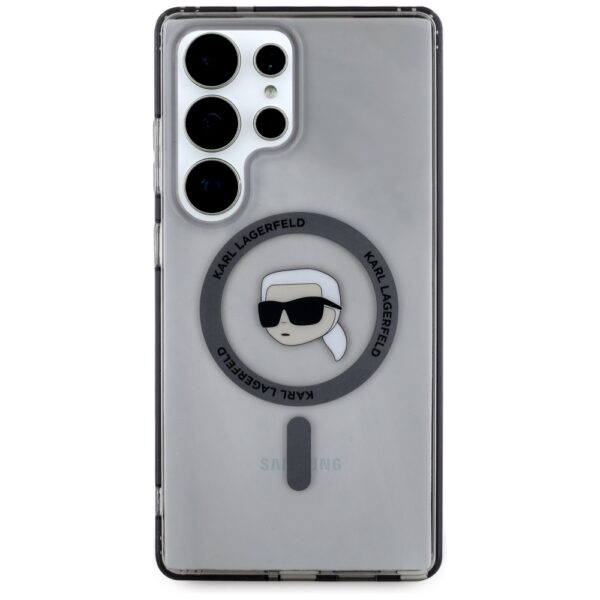 Original Pouch KARL LAGERFELD Button Karl Head Printed Logo Magsafe for Samsung Galaxy S25 Ultra black