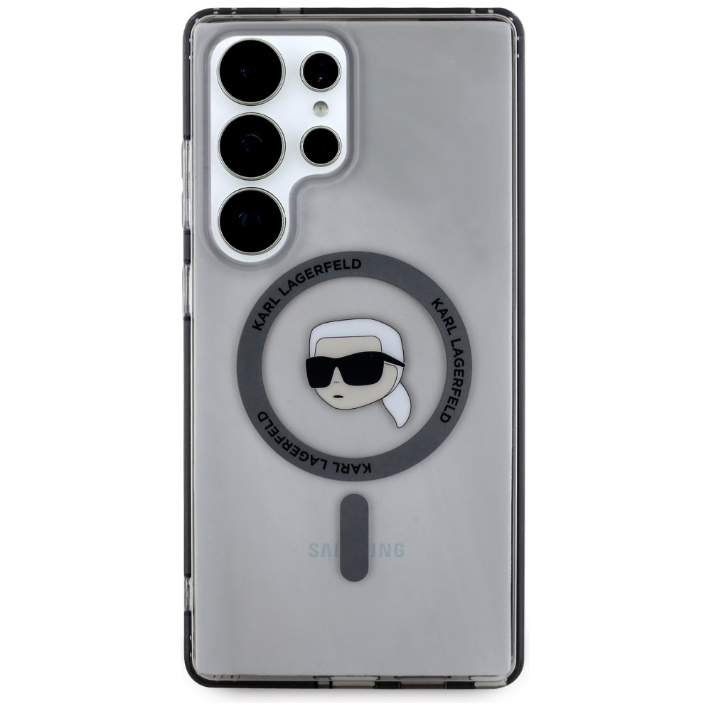 Original Pouch KARL LAGERFELD Button Karl Head Printed Logo Magsafe for Samsung Galaxy S25 Ultra black