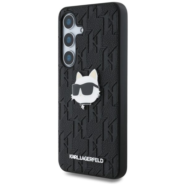 Original Pouch KARL LAGERFELD Leather Monogram Pin Logo Choupette Head for Samsung Galaxy S25 black