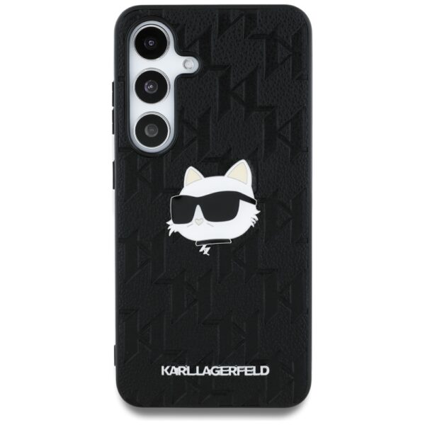 Original Pouch KARL LAGERFELD Leather Monogram Pin Logo Choupette Head for Samsung Galaxy S25 black