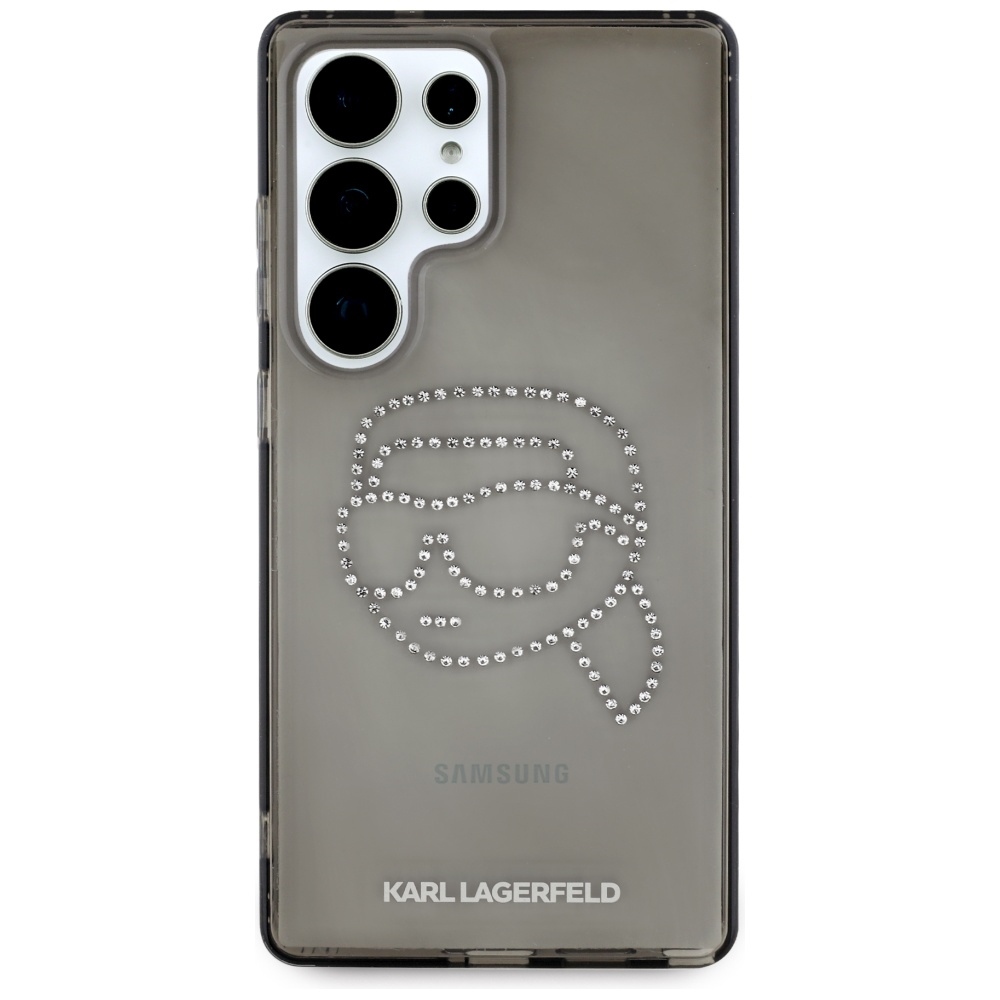 Original Pouch KARL LAGERFELD Rhinestones Karl Head Logo for Samsung Galaxy S25 Ultra black