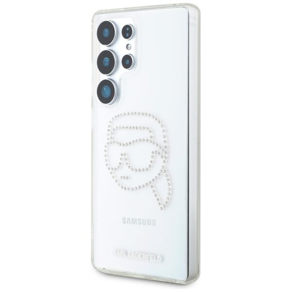 Original Pouch KARL LAGERFELD Rhinestones Karl Head Logo for Samsung Galaxy S25 Ultra transparent