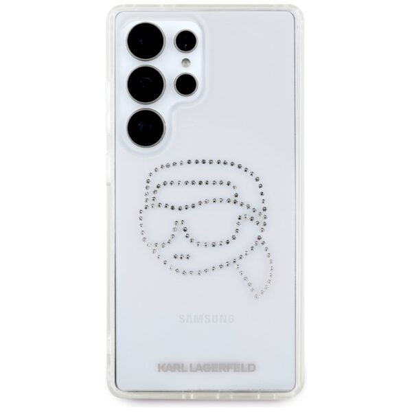 Original Pouch KARL LAGERFELD Rhinestones Karl Head Logo for Samsung Galaxy S25 Ultra transparent