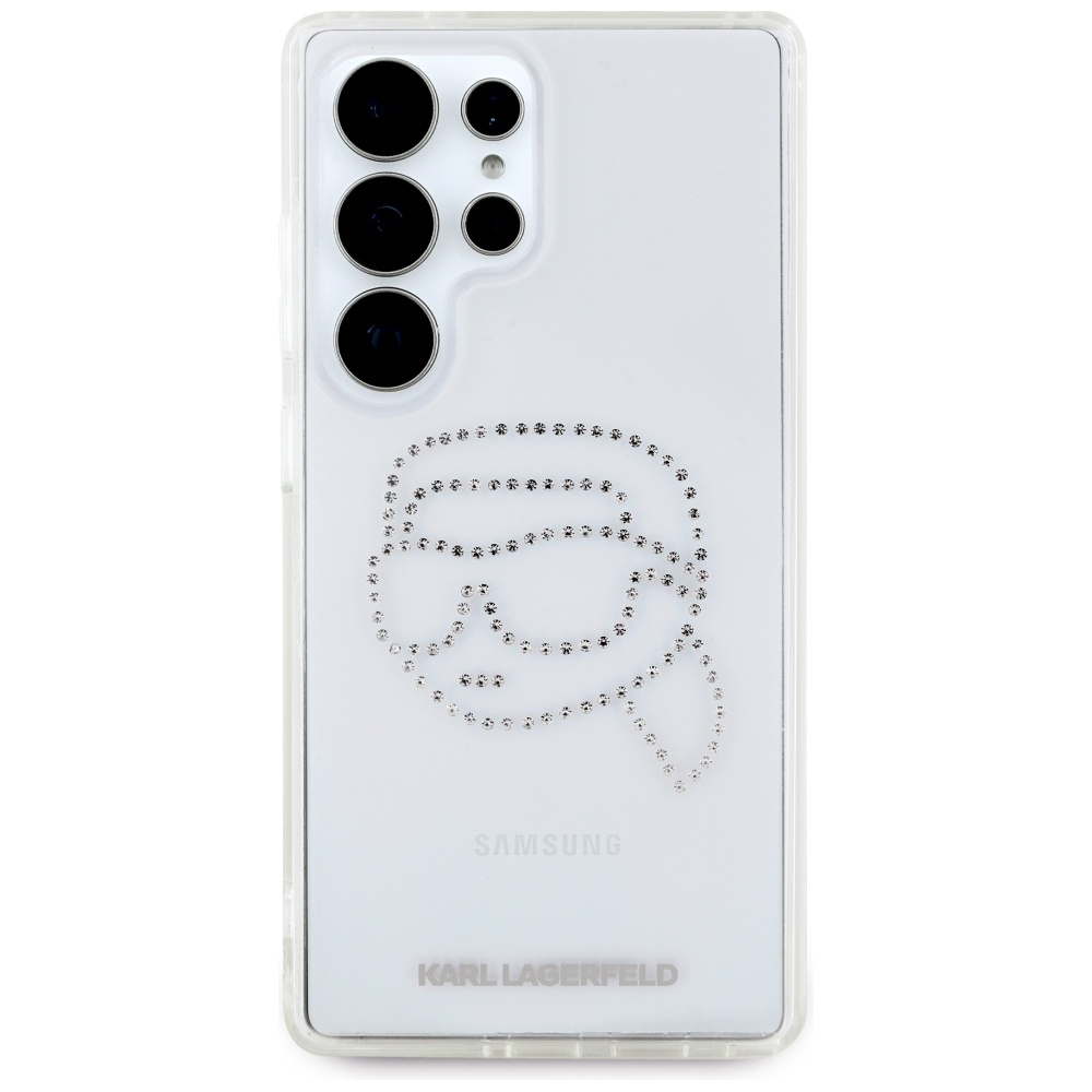 Original Pouch KARL LAGERFELD Rhinestones Karl Head Logo for Samsung Galaxy S25 Ultra transparent