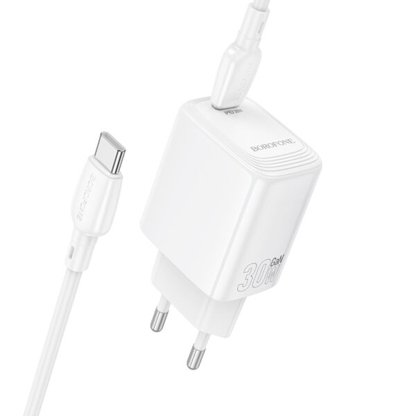 Borofone Wall charger BN28 Fuente - Type C - PD 30W with Type C to Type C cable white
