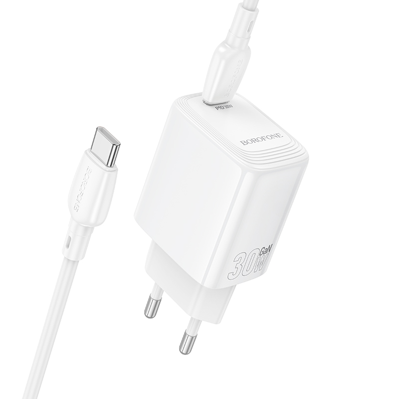 Borofone Wall charger BN28 Fuente - Type C - PD 30W with Type C to Type C cable white