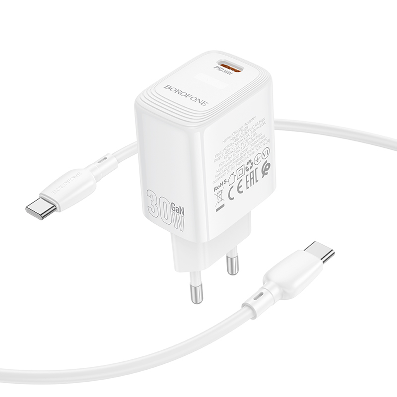 Borofone Wall charger BN28 Fuente - Type C - PD 30W with Type C to Type C cable white