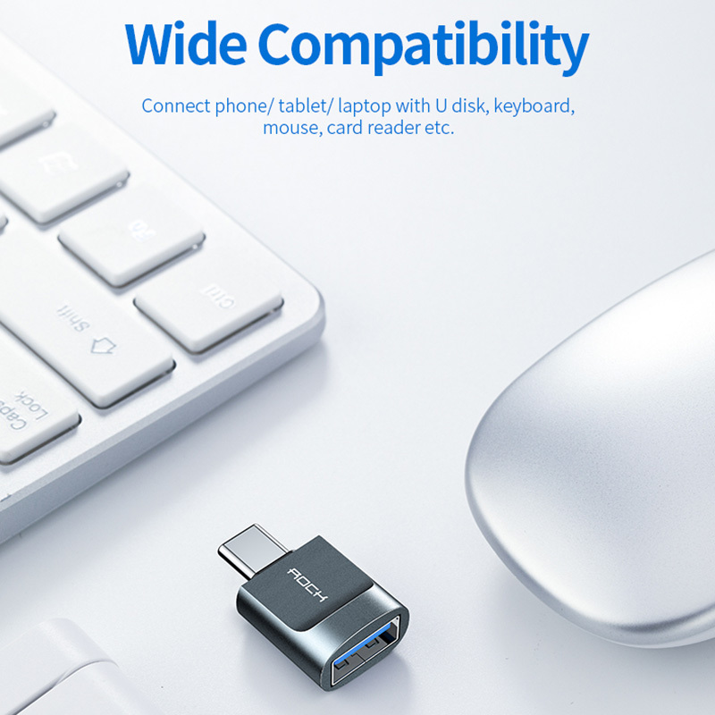 Rock Adapter CA03 - USB (female) to Type C (male) - dark grey