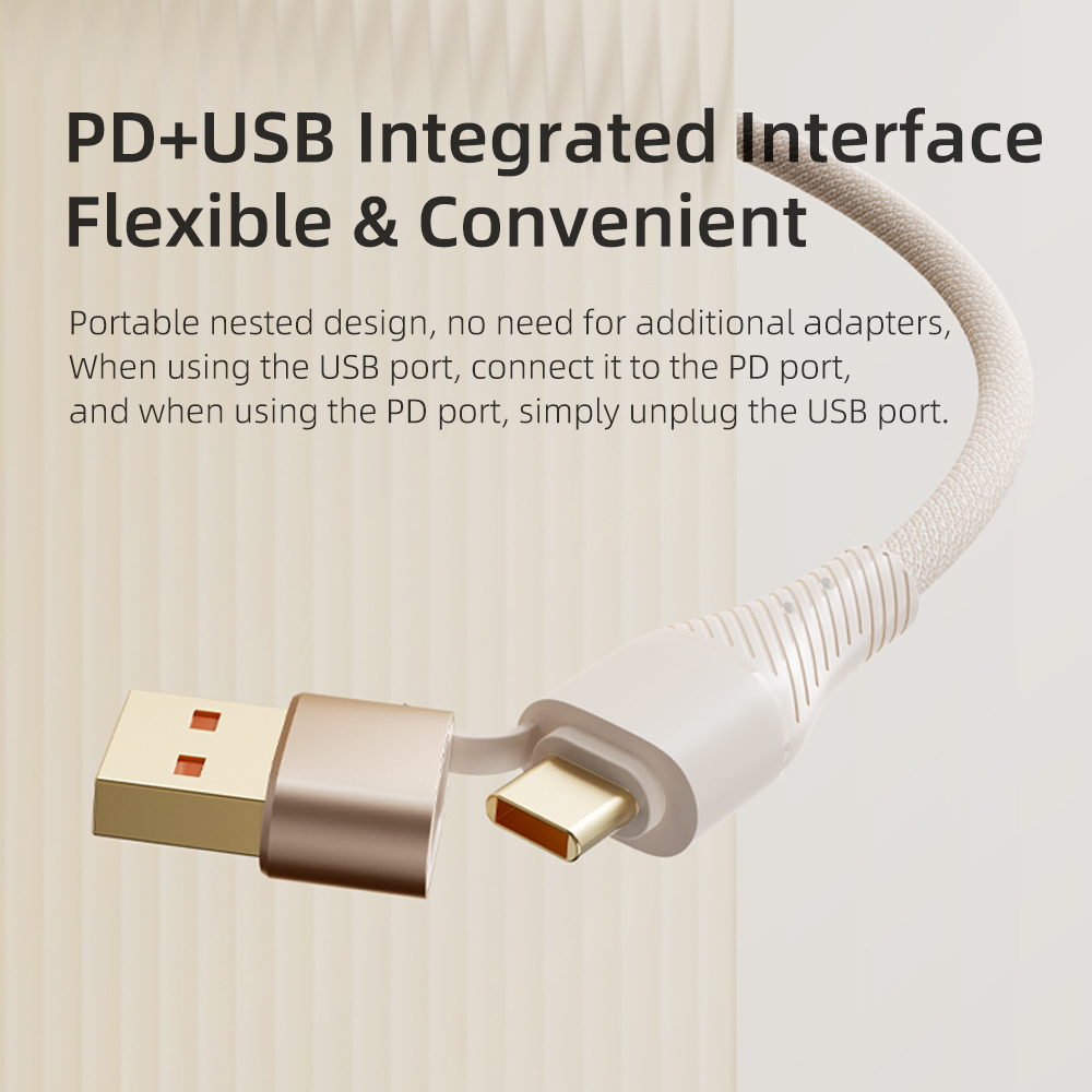 Rock Cable G20 Transparency Series braided 5in1 - USB, Type C to Type C, Lightning, Micro USB - PD 100W 5A 1,5 metres black