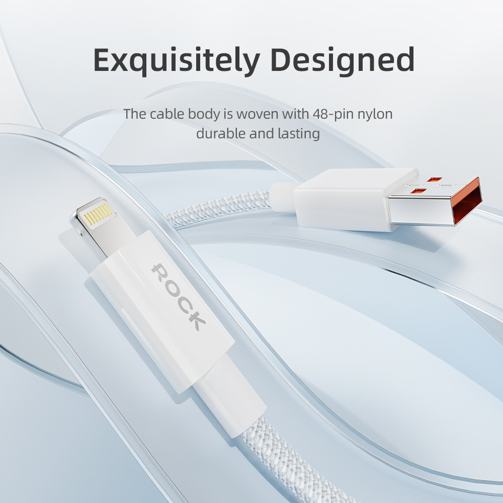 Rock Cable Z20 Flash Charge Series braided - USB to Lightning - 2,4A 1 metre white