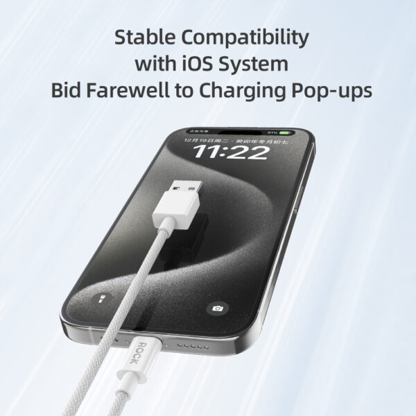Rock Cable Z20 Flash Charge Series braided - USB to Lightning - 2,4A 1 metre white
