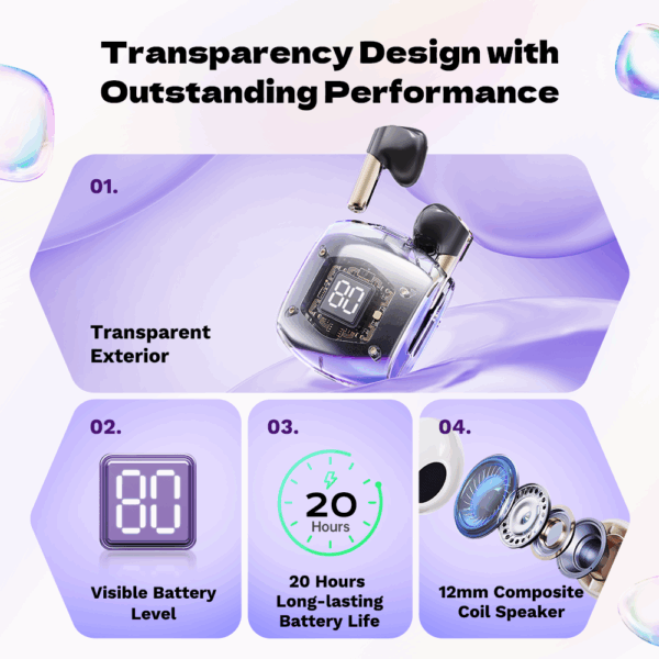 Rock Bluetooth earphones TWS Air Bubble pink