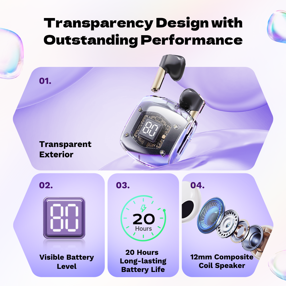 Rock Bluetooth earphones TWS Air Bubble pink